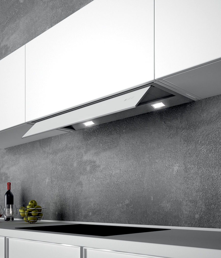 Na 2. obrázku vidíme LED svetlá skrinkového digestora 11 21 zabudovaného v skrinke kuchynskej linky.